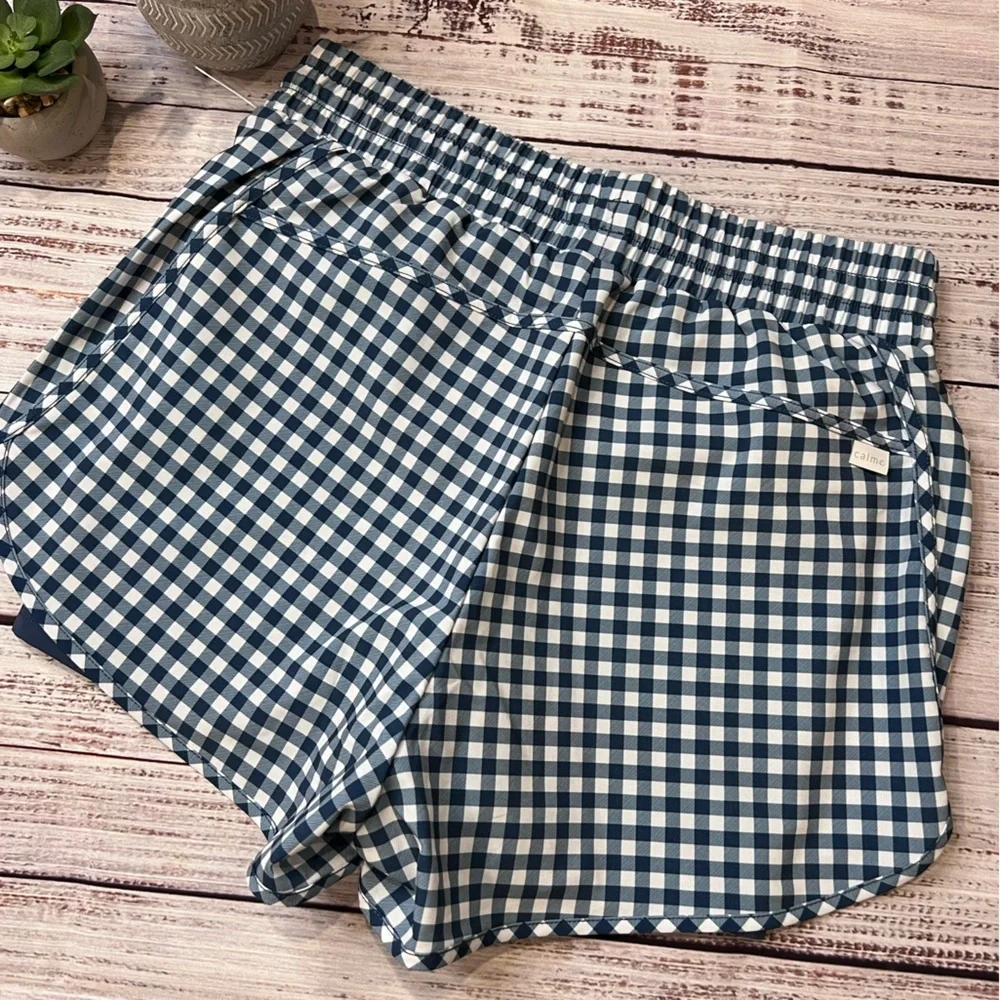 Johnny Was Calme Blue White Gingham Plaid Shorts - Picture 4 of 8
